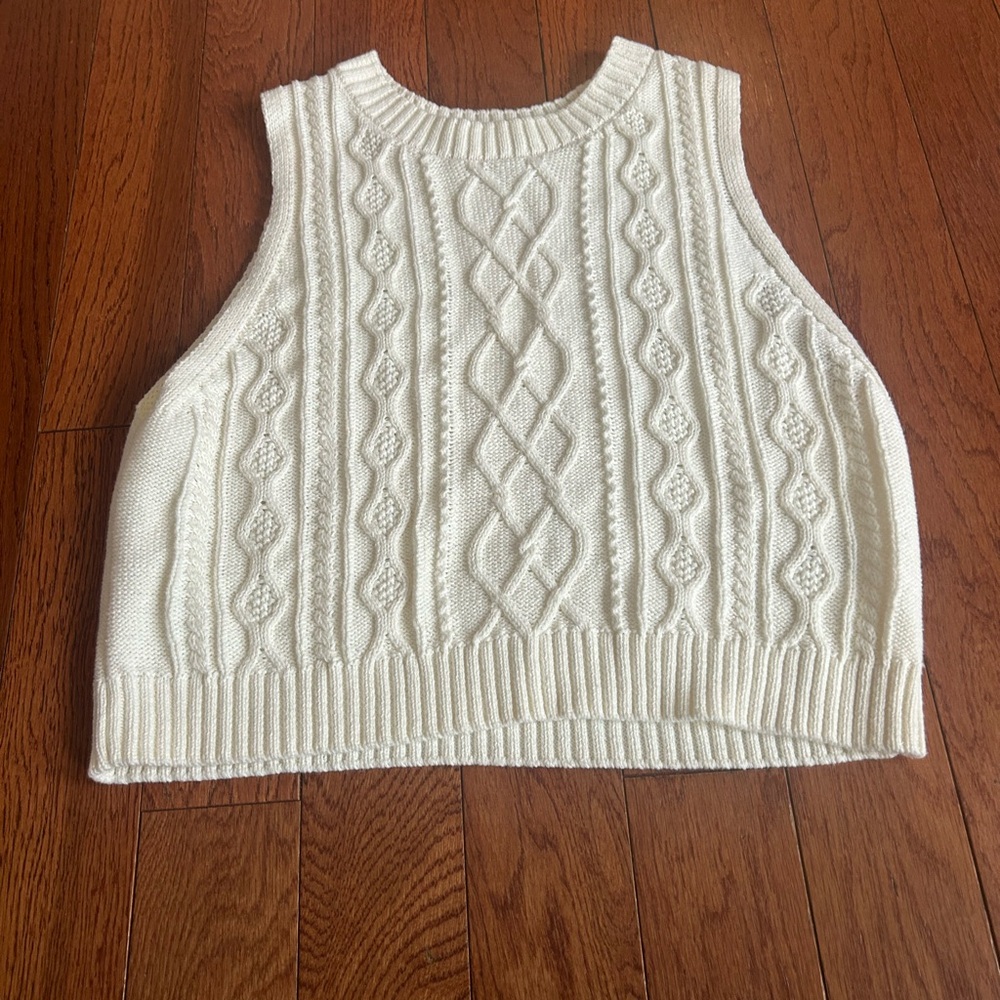 Altar'd State Cream Cable Knit Sweater Vest